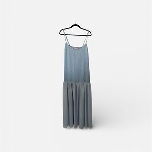 Show Me Your MuMu Women’s Dalia Maxi Dress in Steel Blue Luxe Satin Sz M NWOT